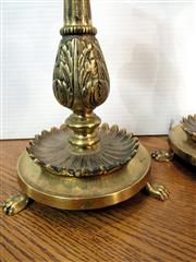 RARE VINTAGE ORNATE PAIR BRASS CLAWFEET CANDLEHOLDERS 8-1/4